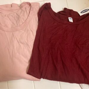 Old Navy + gap M Sleeve Tees in Light Pink and Deep Red